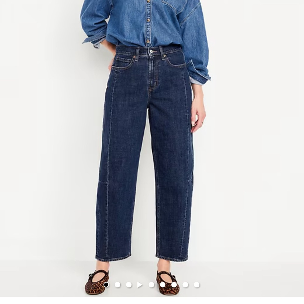 Old Navy High Waisted Barrel Dark Blue Jeans